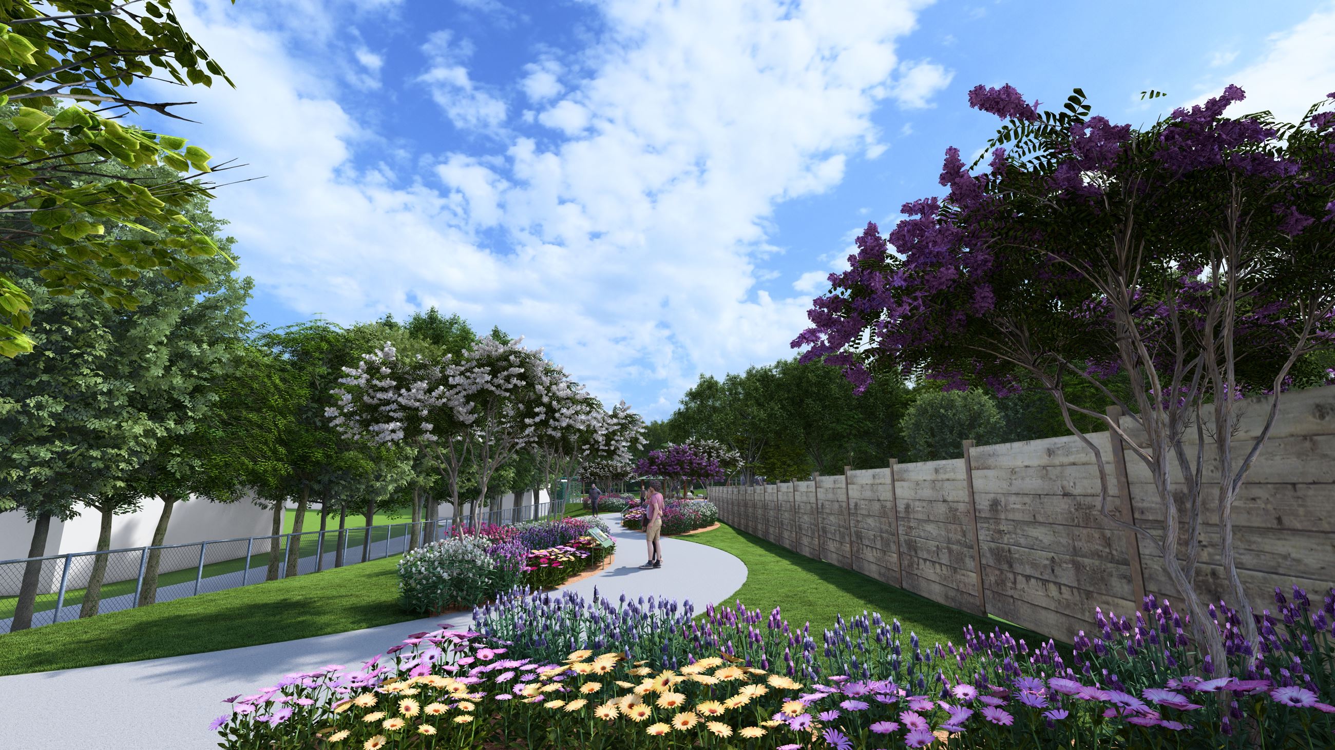3D rendering showing new trails and gardens