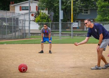 Cops playing kickball 